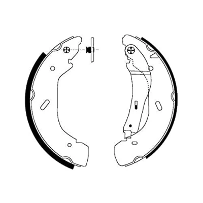 Abbildung von HELLA 8DB 355 001 961 Bremsbacken 280 65 mit Handbremshebel FORD: Transit Mk5 Bus, Kastenwagen, Pritsche/Fahrgestell