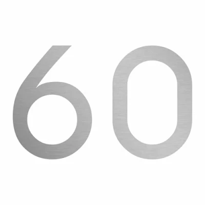 Abbildung von Zahlenaufkleber Nummer 60, Silber, 10cm (100mm) hoch, Aufkleber mit Zahlen in vielen Farben + Höhen, wetterfest