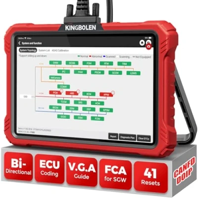 Abbildung von KINGBOLEN K10 Elite Obd2 Diagnosegerät,Bi Direktionale OE Level Alle Systeme Diagnosegerät Auto mit Topologie Karte,ECU Codierung, FCA Can FD und DOIP,41 Rücksetzen,KFZ 2 Jahre Update.