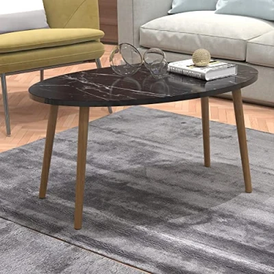 Abbildung von en.casa Couchtisch, »Sindal« Sofatisch oval 41 x 90 50 cm Marmor, schwarz