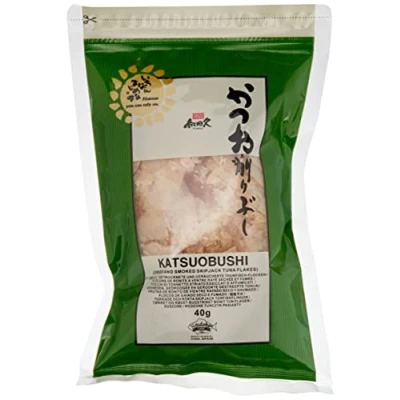 Abbildung von WADAKYU Katsuobushi Bonito Flocken Aus 100 Prozent getrocknetem und geräuchertem Thunfisch Ideal für die japanische Küche 1 x 40 g