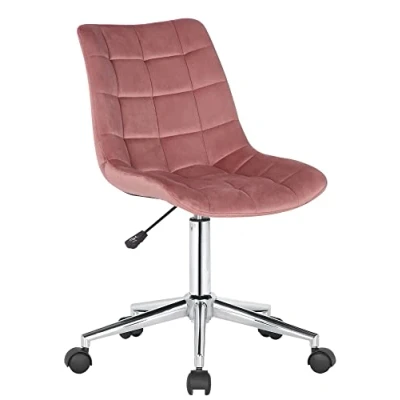 Abbildung von CLP Bürostuhl Medford Samt I Drehstuhl Für Home Office Schreibtischstuhl Höhenverstellbar Mit Drehfunktion, Metallgestell Und Rollen, Farbe:pink