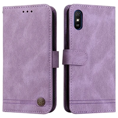 Abbildung von SEAHAI Hülle für Xiaomi Redmi 9AT / 9A Handyhülle, Premium PU Leder Flip Brieftasche Schutzhülle mit Standfunktion/Kartenfach/Magnetisch Stoßfeste Lederhülle Ultra dünn Klapphülle Lila