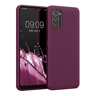 Abbildung von kwmobile Hülle kompatibel mit Nokia G21 / G11 weiches TPU Silikon Case Cover geeignet für kabelloses Laden Bordeaux Violett