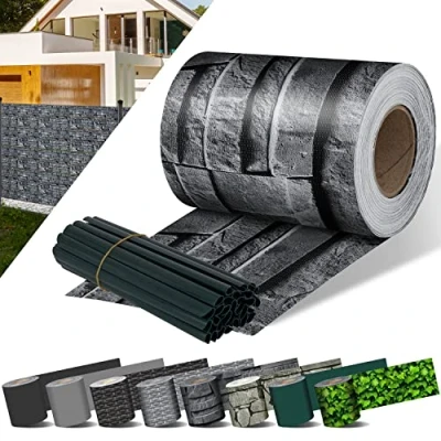 Abbildung von KESSER® PVC Sichtschutzstreifen Sichtschutz Rolle Doppelstabmatten Zaun Blickdicht 70m x 19 cm 60 Befestigungsclips Wetterfest Windschutz Zaunfolie Garten Gartenzaun Schiefer Anthra