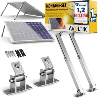 Abbildung von Avoltik Solarpanel Halterung I Solarmodul Balkonkraftwerk aus Aluminium Aufständerung mit verstellbarem Winkel 0 60 für Dach, Balkon &amp; Boden Solarmodule