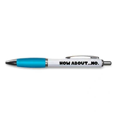 Abbildung von Tongue in Peach lustiges Push Pen Geschenk Kugelschreiber How About No Bürogeschenk Witz Schreibwaren türkis PP156