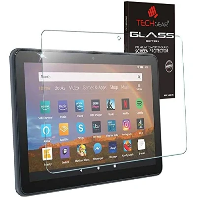 Abbildung von TECHGEAR Glas Schutzfolie kompatibel mit Amazon Fire HD 8 12. Generation 2022/10. 2020, Plus Anti Kratzer Schutzabdeckung folie