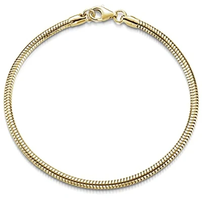 Abbildung von Materia Armband Damen Schlangenkette Gold 3mm SA 143, Sterlingsilber, vergoldet