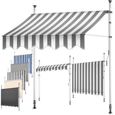 Abbildung von KESSER® Klemmmarkise mit Handkurbel Balkon, Balkonmarkise ohne Bohren, UV beständig höhenverstellbar wasserabweisend, Sonnenschutz, Terrassenüberdachung, einfache Montage 400cm