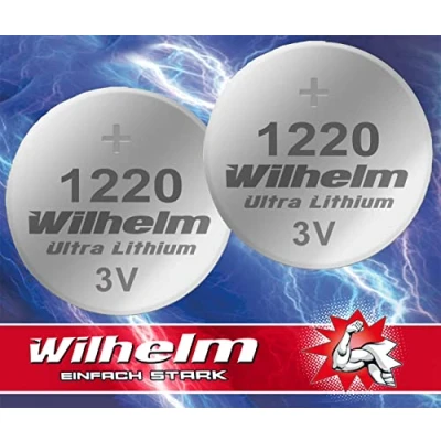 Abbildung von 2 x CR1220 CR 1220 WILHELM Lithium Knopfzelle 3V 40mAh ø12x2,0mm Batterie DL1220