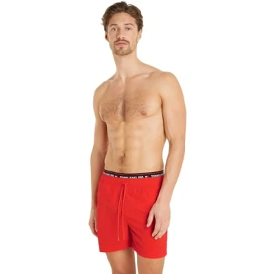 Abbildung von Tommy Jeans Medium Drawstring Badeshorts, Herren, Größe: XXL, Hot heat