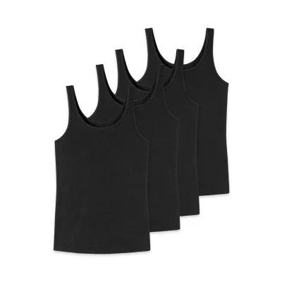 Abbildung von uncover by Schiesser 4ER PACK Unterhemd/shirt, Damen, Größe: Small, Schwarz