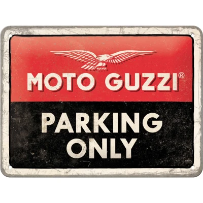 Abbildung von Nostalgic Art Retro Blechschild, 15 x 20 cm, Moto Guzzi Parking Only Geschenk Idee für Biker, aus Metall, Vintage Design