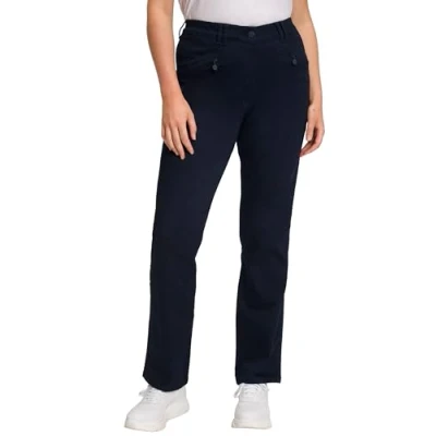 Abbildung von Ulla Popken Damen Basic Stretchhose Mony Hose, Marine, 32W / 30L