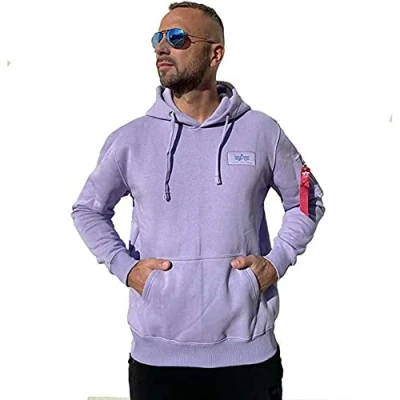 Abbildung von Alpha Industries BACK Hoody Kapuzenpullover, Herren, Größe: Medium, Pale violet