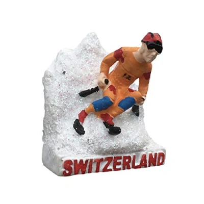 Abbildung von 3D Skifahren Schweiz Kühlschrank Kühlschrankmagnet Tourist Souvenirs Handmade Harz Handwerk Magnetischen Aufkleber Home Küche Dekoration Reise Geschenk
