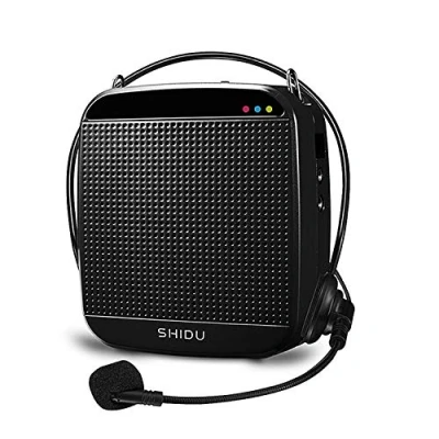 Abbildung von Tragbarer Sprachverstärker, SHIDU M600 Sprachverstärker mit 15W PA Lautsprecher kabelgebundenem Mikrofon Headset, Unterstützung für USB/TF Karte/Aux/MP3 System Lehrer, Yoga,Reiseleiter