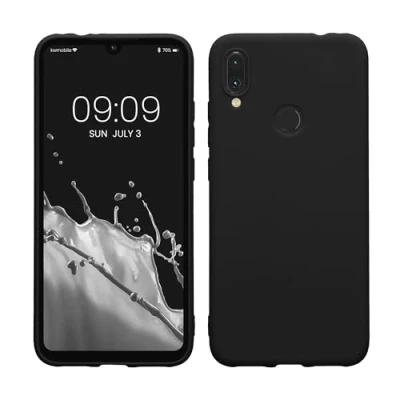 Abbildung von kwmobile Hülle kompatibel mit Xiaomi Redmi Note 7 / Pro weiches TPU Silikon Case Cover geeignet für kabelloses Laden Schwarz matt