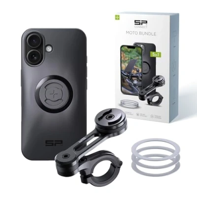 Abbildung von SP CONNECT Moto Bundle II SPC+ kompatibel mit iPhone 16 Handyhalter für Motorrad Bike Moped Roller Gadget Halterung Navi