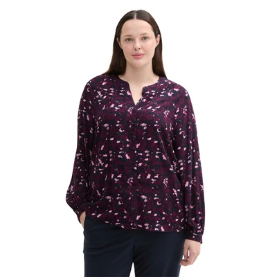 Abbildung von TOM Tailor PLUS Gemusterte Bluse, Damen, Größe: 48, Berry autumn floral design