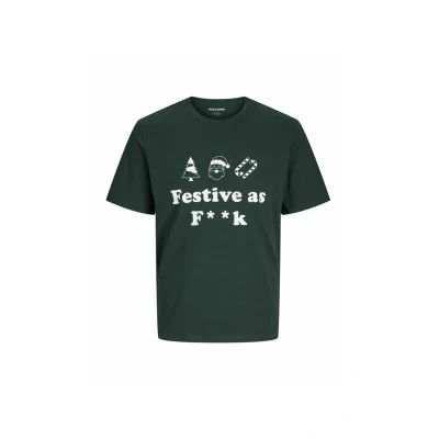 Abbildung von JACK&amp;JONES Herren JJXMAS ONE Color Funny Tee SS Crew Neck T Shirt, Scarab, S