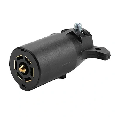 Abbildung von 7 pin trailer Plug us,Trailer Adapter,Duokon Steckeradapter, poliger runder Anhänger Anhängerkupplungs Abschleppstecker Adapterstecker 12V US Stecker