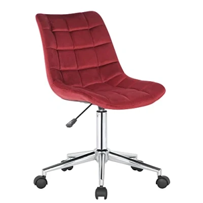 Abbildung von CLP Bürostuhl Medford Samt I Drehstuhl Für Home Office Schreibtischstuhl Höhenverstellbar Mit Drehfunktion, Metallgestell Und Rollen, Farbe:rot