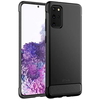 Abbildung von JETech Dünne Hülle für Samsung Galaxy S20 Plus 5G (2020), Handyhülle mit Stoßdämpfung und Kohlefaser Design (Schwarz)