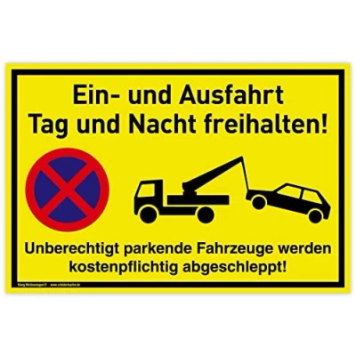 Abbildung von König Werbeanlagen Hinweisschild Schild Ein und Ausfahrt, PVC 30 x 20 cm, Tag Nacht freihalten U