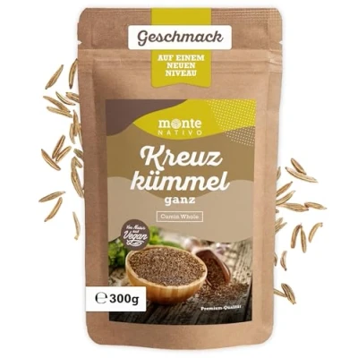 Abbildung von Kreuzkümmel ganz Monte Nativo (300g) Kreuzkümmelsamen perfekt zum Kochen Ideal für Tee Cumin Seeds Schonend getrocknete Gewürze