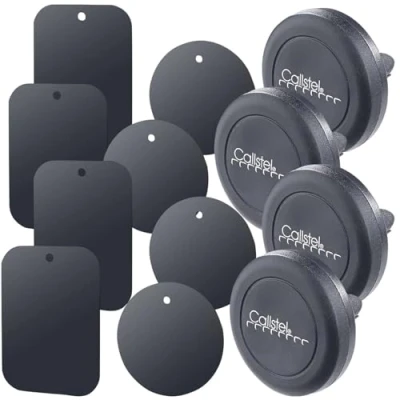 Abbildung von Callstel 360Handyhalterung: 4er Set Mini Kfz Smartphone Halterung für Lüftungsgitter, Halte Magnet (Kfz Handyhalterung, Handyhalterung Auto 360, Magnete)