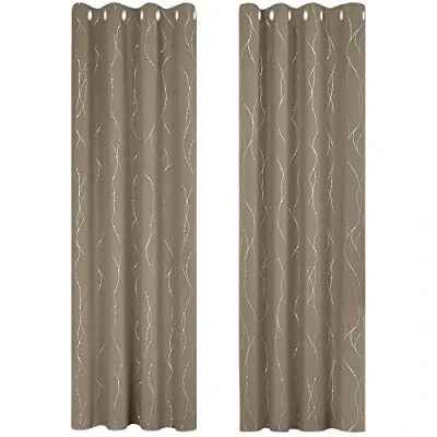 Abbildung von Deconovo Blickdichte Gardinen Dicke Thermogardine Kälteschutz warm Hitzeschutz, Verdunkelungsvorhänge mit Ösen, Thermogardinen für Wohnzimmer, 260x140 cm(HöhexBreite), Taupe, 2er Set