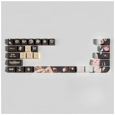 Abbildung von Genshin Impact Tastenkappen, 29 Tasten, OEM/PBT Thermosublimation, benutzerdefinierte Tastenkappen für 61/64/87/104/108 Cherry Gateron MX Switches mechanische Tastaturen (Hu Tao)