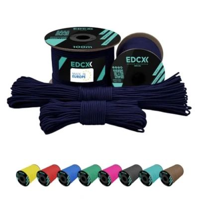 Abbildung von EdcX 2 mm Nylon Paracord 275 (15, 30, 50 and 100 m) 100% Rope, 3 Strand Cord, Cord in Many Colours (Navy Blue, 15