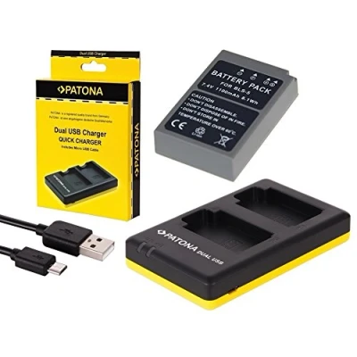 Abbildung von 2in1 SET für die Olympus Pen E PL8 / Premium Akku BLS 5 50 (Starke 1100mAh) + Dual Ladegerät (Laden Sie 2 Akkus via USB Anschluss auf einmal)