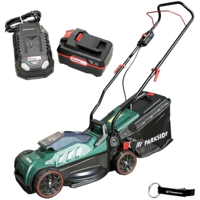 Abbildung von HEADNMORE® Bundle Parkside® 20V Akku Rasenmäher PRMA 20 + Schlüsselanhänger (1x4Ah Akku)