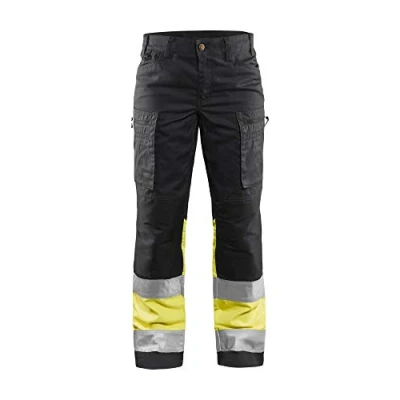 Abbildung von Blaklader 716118118933D22 Damen High Vis Arbeitshose mit Stretch, Marineblau/Gelb, Größe D22