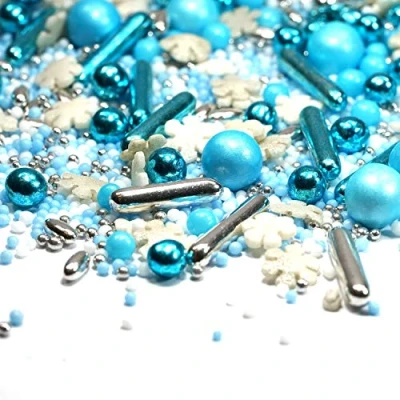 Abbildung von Streusel GLÜCK Eiszauber Mix blau weiss 90g Schneeflocken Sprinkles Zuckerstreusel perfekt für Plätzchen Torte Kuchen Cupcakes Muffins