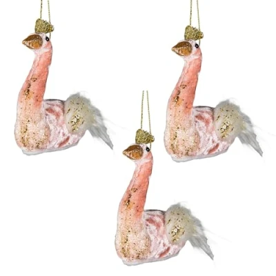 Abbildung von 3 Stück Hellrosa Schwan 12 x 13 cm Weihnachtsbaum Hängedekorationen, Festliche dekorative Ornamente, Märchen Thema, Anhänger