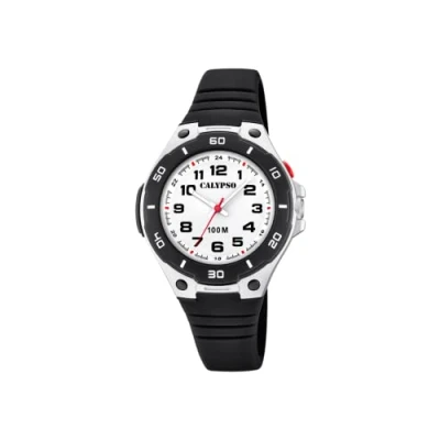 Abbildung von Calypso WATCHES Quarzuhr Kinder Uhr K5758/6 Kunststoff PU, (Analoguhr), Armbanduhr rund, Kunststoff, PUarmband schwarz, Fashion