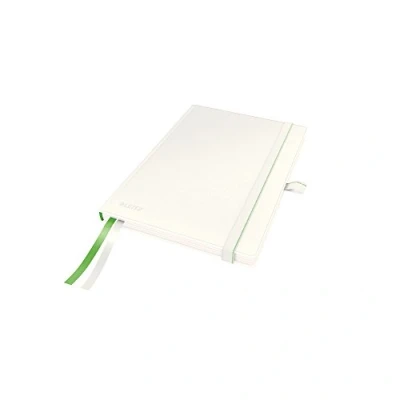 Abbildung von Leitz Complete Qualitäts Notizbuch A5 liniert, 160 Seiten, 80 Blatt, Hardcover Mit hochwertigem Einband, 100 g/m² Papier, Gummizugverschluss, Textilbänder, Stiftelasche, Tasche, Weiß, 44780001
