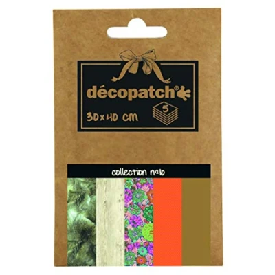 Abbildung von Decopatch Décopatch DP010O Packung Décopocket mit 5 Papierbogen (30 x 40 cm) (gefaltet, 13 9,5 cm, praktisch zum Transportieren und einfach Verwenden) 1 Pack farbig sortiert