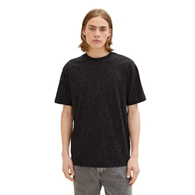 Abbildung von TOM Tailor Denim MIT Allover Tshirt print, Herren, Größe: Medium, Black bubble wording print