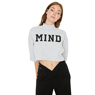 Abbildung von TRENDYOL Damen Twoaw23sw00247/Gri Sweatshirt, Grau, L EU