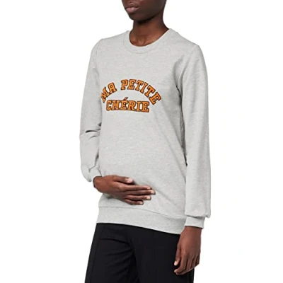 Abbildung von MAMALICIOUS Damen Mlulrika Vita L/S Sweat Top 2f, Light Grey Melange/Print:frontprint, S