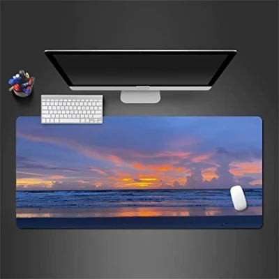 Abbildung von Großes Gaming Mauspad 1200x600x3mm Sonnenuntergang Meer mit genähten Rändern,Erweitertes Mauspad,Rutschfester Naturkautschukboden,Waschbares Tastaturpad,Schreibtischunterlage für Gamer Büro