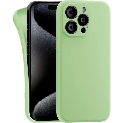 Abbildung von MyGadget Hülle Kompatibel mit iPhone 15 Pro Max robuste Silikon Schutzhülle TPU Case Slim Silikonhülle Back Cover Kratzfest Handyhülle Matt Grün
