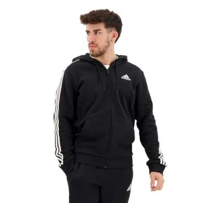 Abbildung von adidas Performance Essentials 3 Stripes FULL ZIP Sweatjacke, Herren, Größe: Small, Black