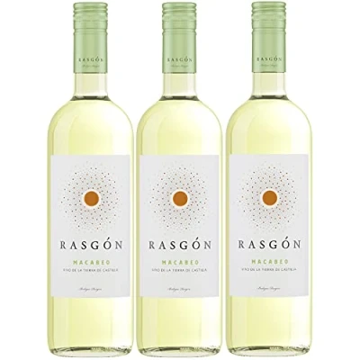 Abbildung von Rasgon Macabeo Weißwein Wein halbtrocken Spanien (3 Flaschen)